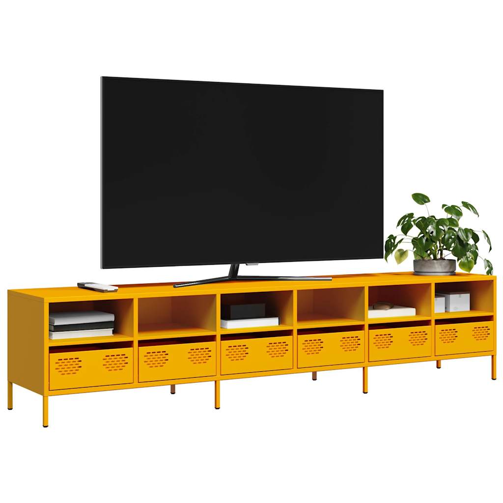 TV bench, mustard, 202x39x43.5cm, steel