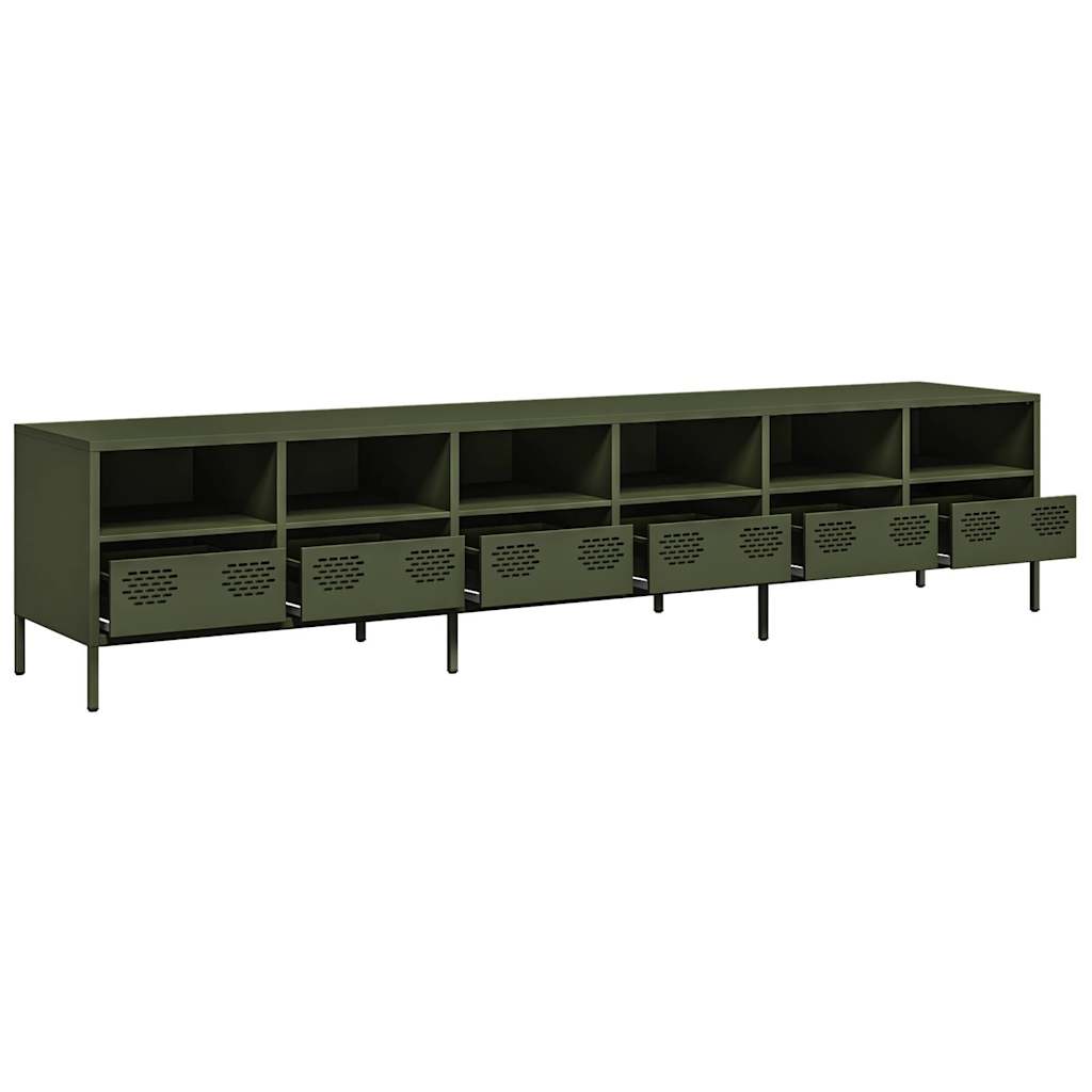 TV bench, olive, 202x39x43.5cm, steel