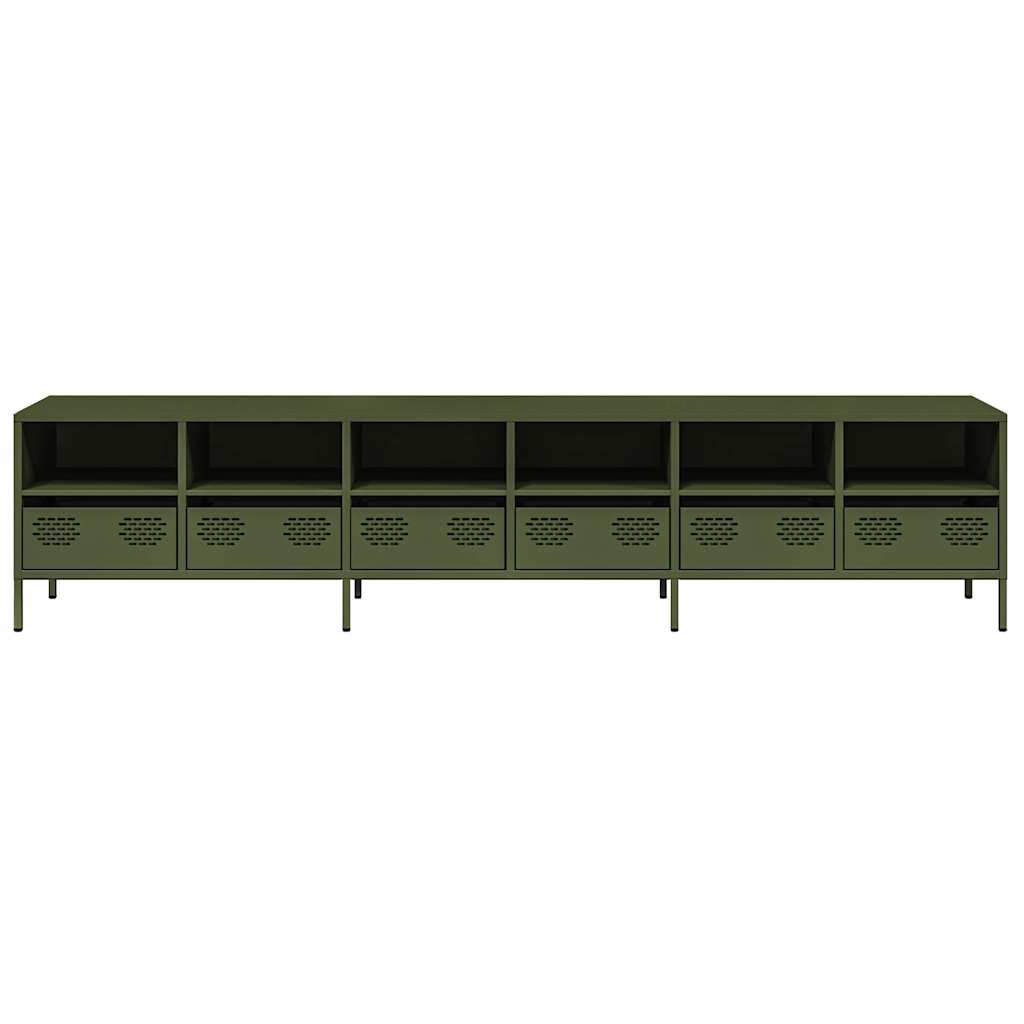 TV bench, olive, 202x39x43.5cm, steel