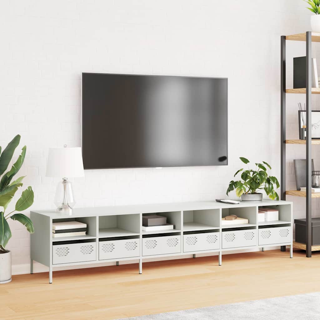 TV cabinet, white, 202x39x43.5cm, steel