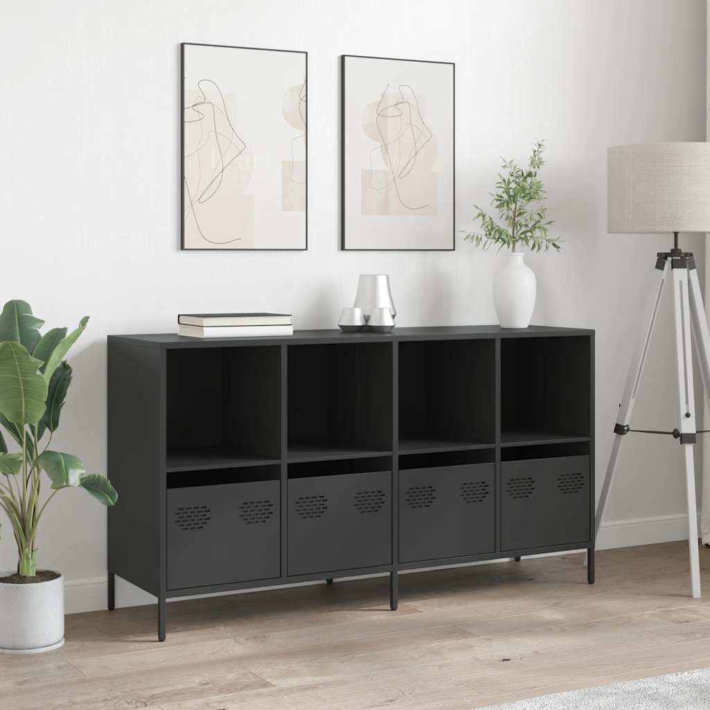 Sideboard, black, 135x39x73.5cm, steel