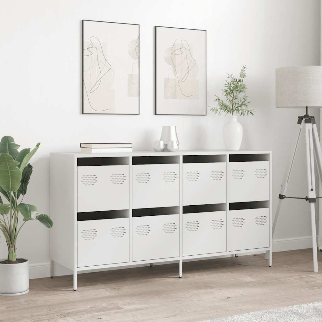 Sānu skapītis, balts, 135x39x73,5cm, tērauds