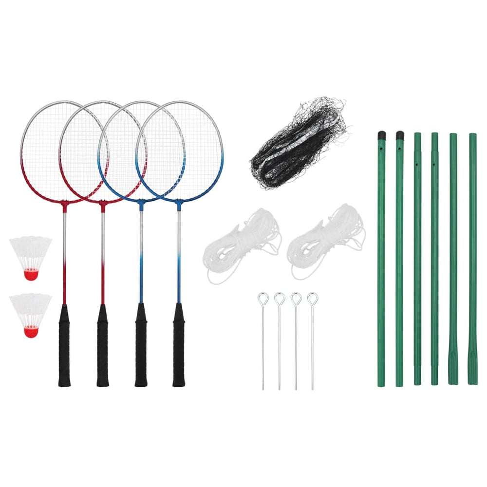 Badminton set with 4 rackets and net, 620x151cm