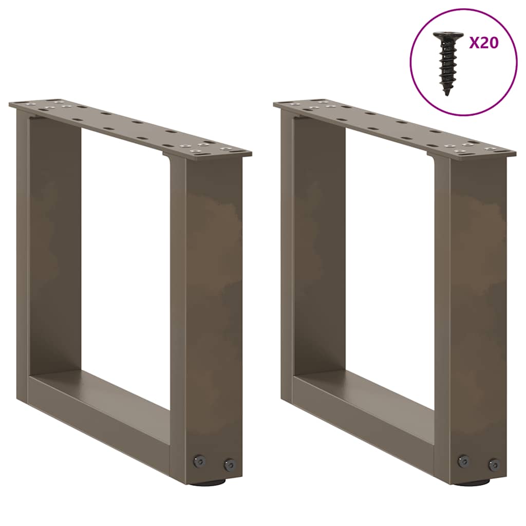 Kavos staliuko kojelės, U formos, 2 vnt., natūralus plienas, 40x(30-31) cm, plienas
