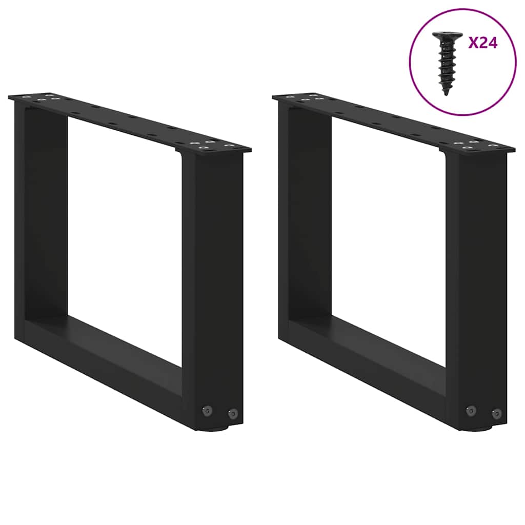 Kavos staliuko kojelės, 2 vnt., juodos, 50x(30-31) cm, plienas, U formos