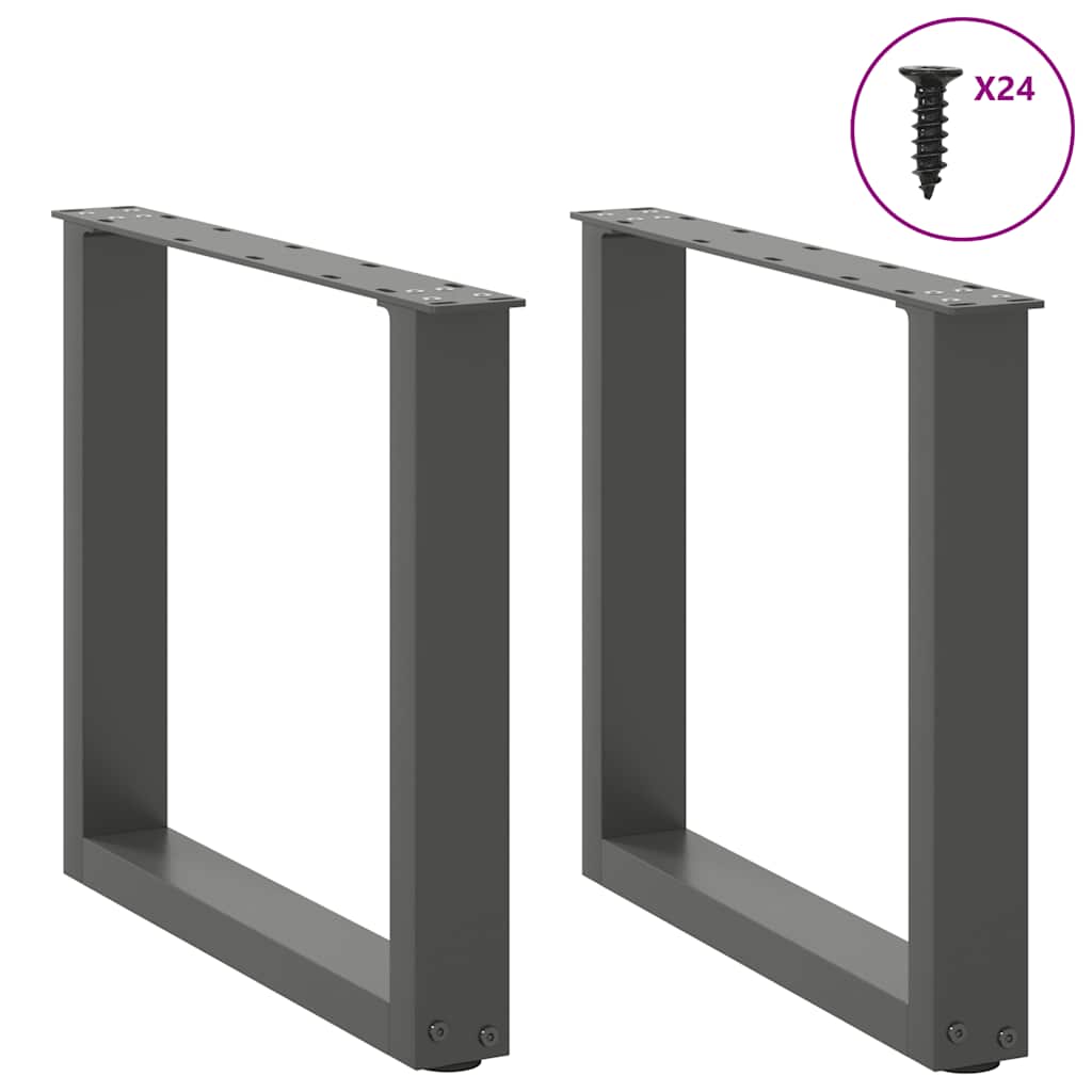 Kavos staliuko kojelės, 2 vnt., antracito spalvos, 50x(42-43) cm, plienas