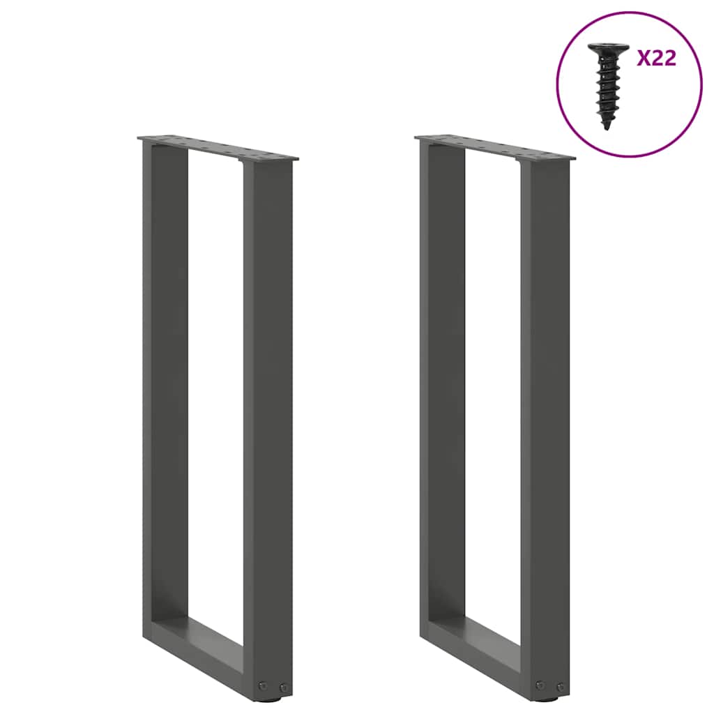 Konsolinio stalo kojos, U formos, 2 vnt., antracito spalvos, 38x(72-73) cm, plienas
