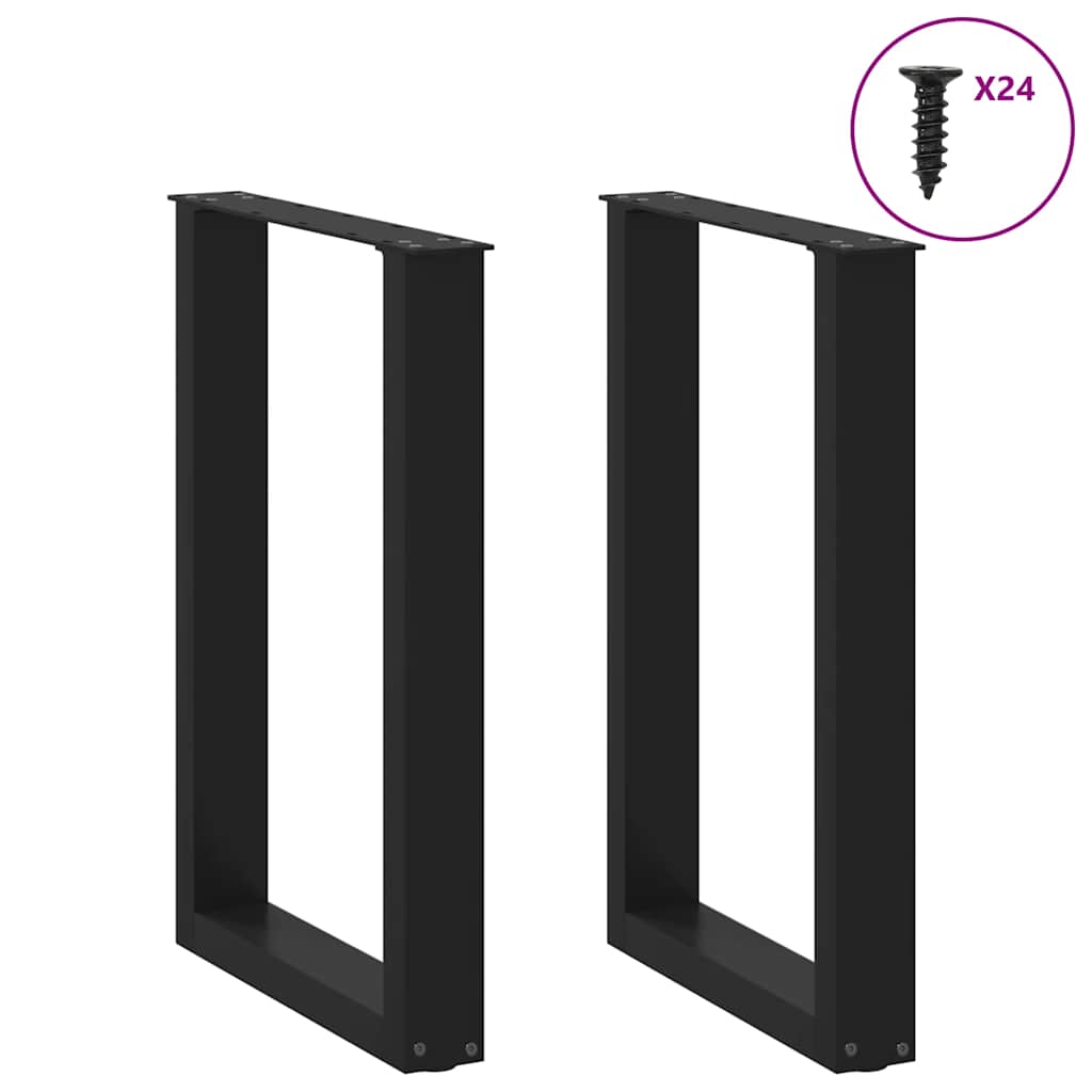 Valgomojo stalo kojelės, U formos, 2 vnt., juodos, 50x(72-73) cm, plienas
