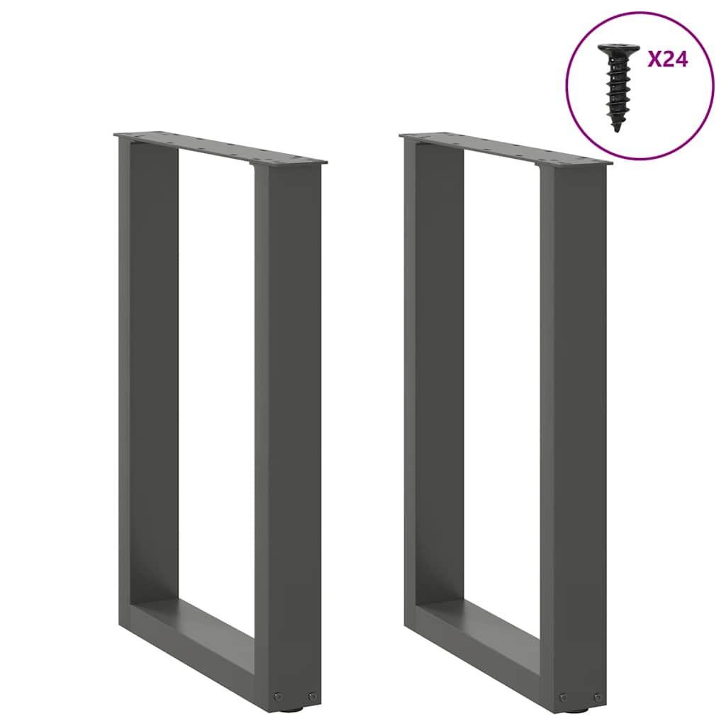 Valgomojo stalo kojos, U formos, 2 vnt., antracito spalvos, 50x(72-73) cm, plienas