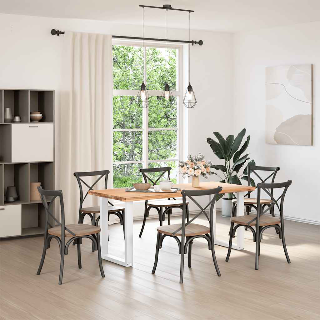 Valgomojo stalo kojelės, 2 vnt., baltos, 60x(72-73) cm, plienas, U formos