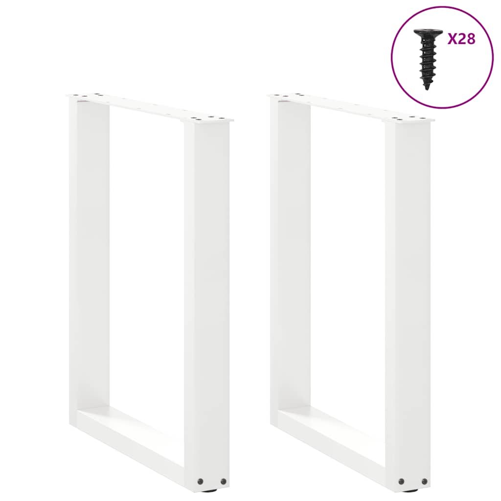 Valgomojo stalo kojelės, 2 vnt., baltos, 70x(72-73) cm, plienas, U formos