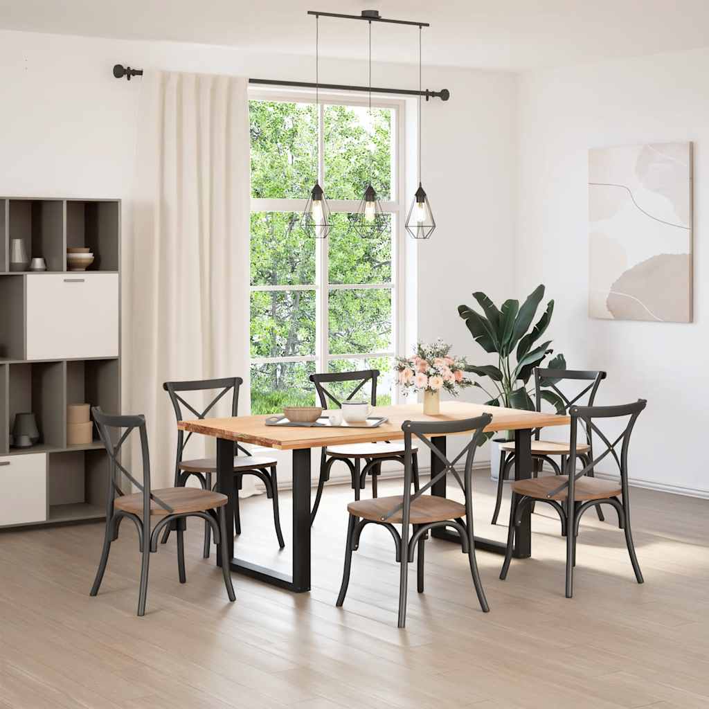 Valgomojo stalo kojelės, 2 vnt., juodos, 80x(72-73) cm, plienas, U formos