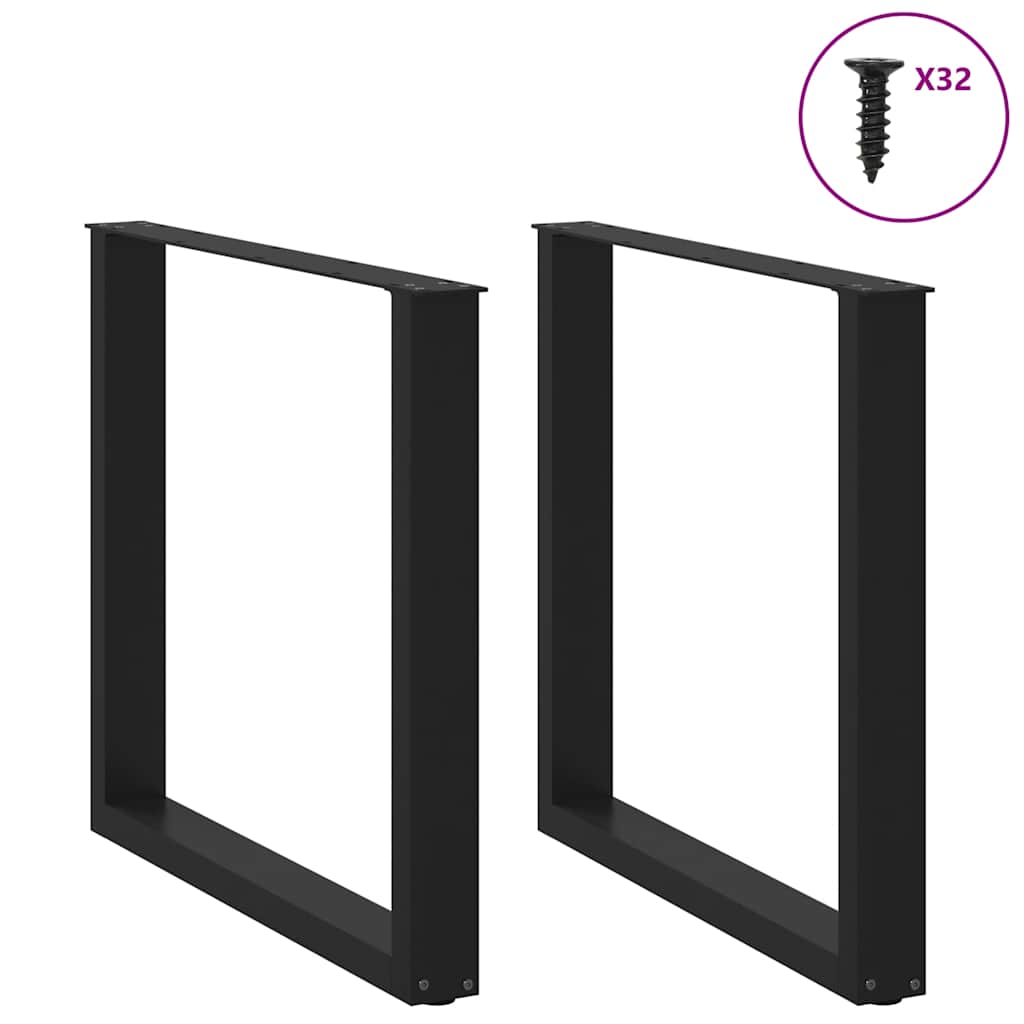 Valgomojo stalo kojelės, 2 vnt., juodos, 90x(72-73) cm, plienas, U formos