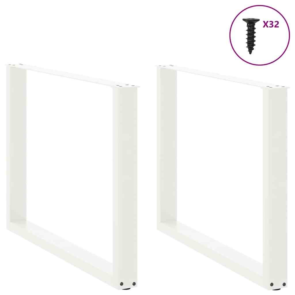 Dining table legs, 2 pcs., white, 100x(72-73) cm, steel, U-shaped