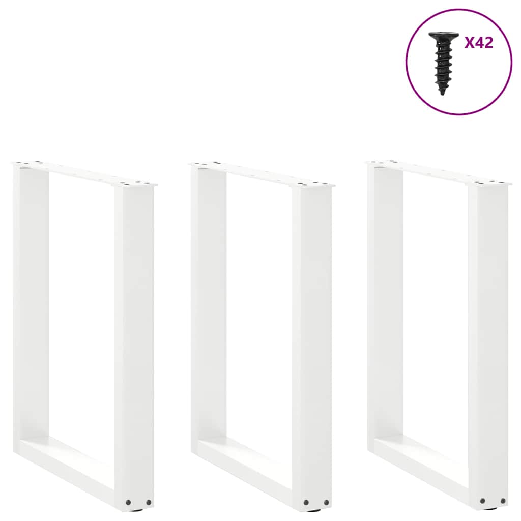 Valgomojo stalo kojelės, 3 vnt., baltos, 70x(72-73) cm, plienas, U formos