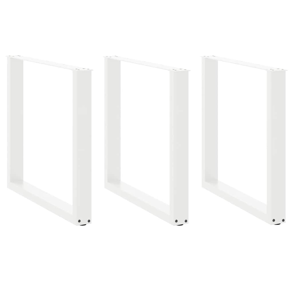 Valgomojo stalo kojelės, 3 vnt., baltos, 90x(72-73) cm, plienas, U formos
