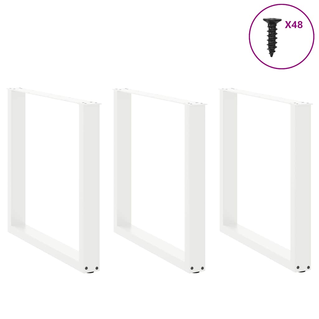 Valgomojo stalo kojelės, 3 vnt., baltos, 90x(72-73) cm, plienas, U formos