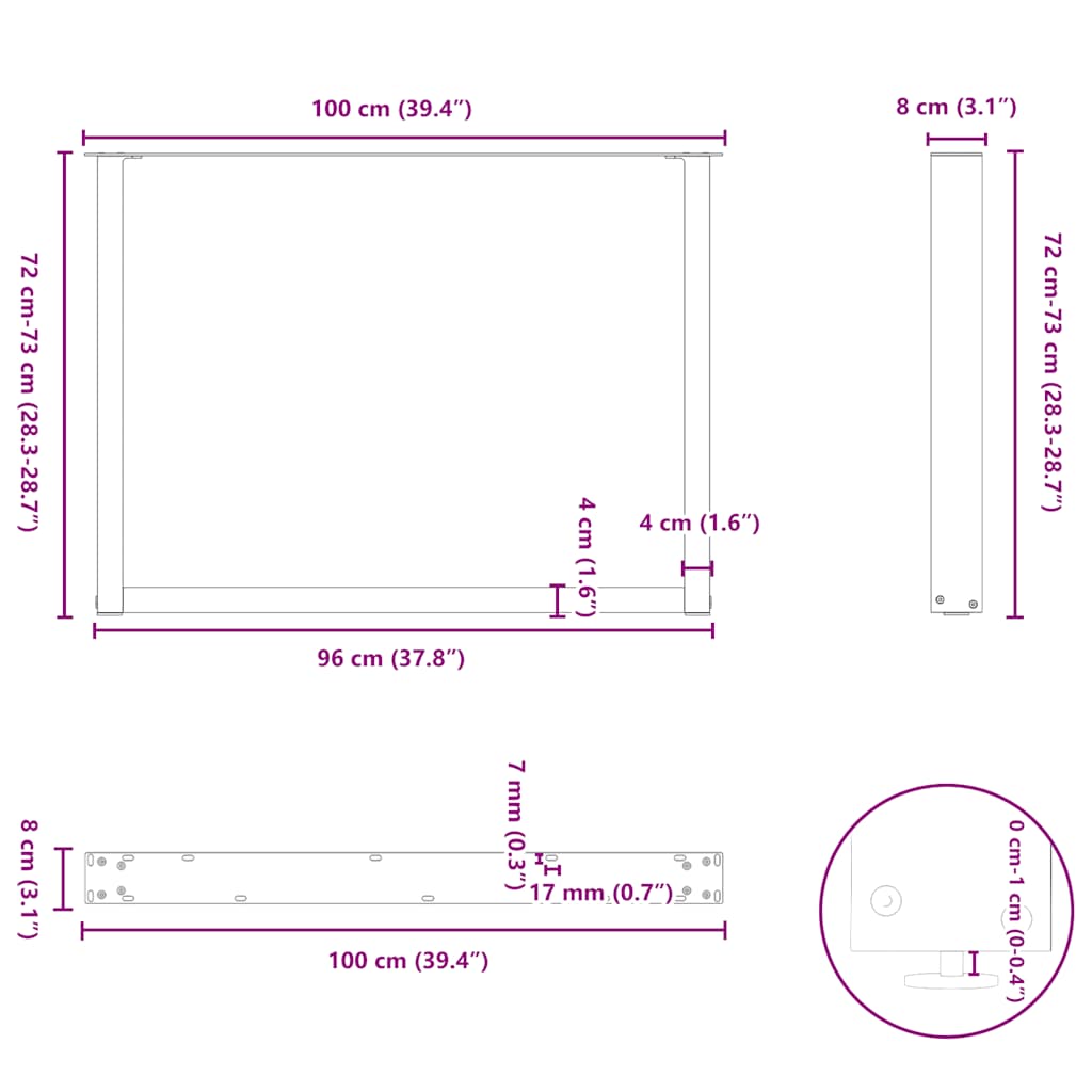 Valgomojo stalo kojelės, U formos, 3 vnt., 100x(72-73) cm