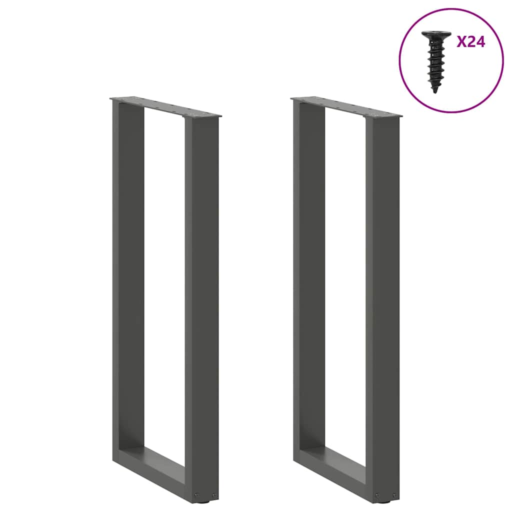 Baro stalo kojos, U formos, 2 vnt., antracito spalvos, 50x(100-101) cm, plienas