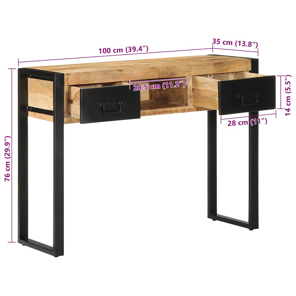 konsolinis stalas 100x35x75 cm Tvirtas neapdorotas medis Mango