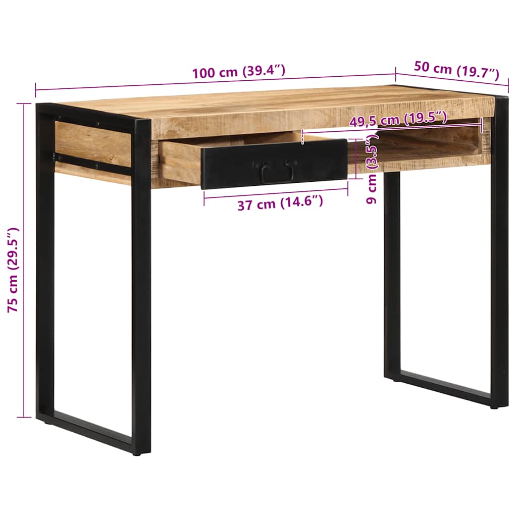 Rašomasis stalas 100x50x75 cm Masyvus neapdorotas medis Mango
