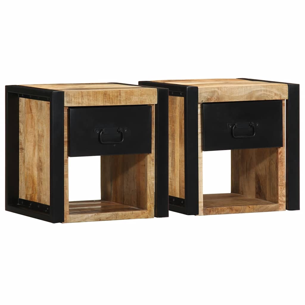 bedside tables 2 pcs 40x35x40cm solid unfinished mango wood