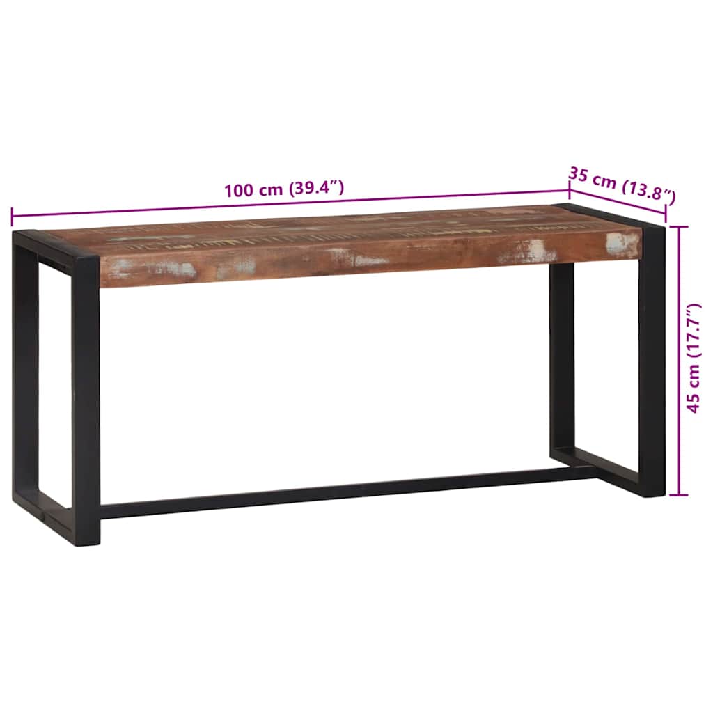 Bench 100 x 35 x 45 cm Solid recycled wood