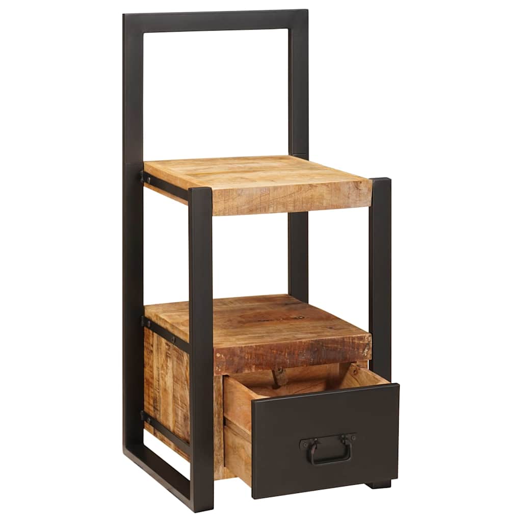 Chair Stand with Drawer Brown Solid Mango Wood