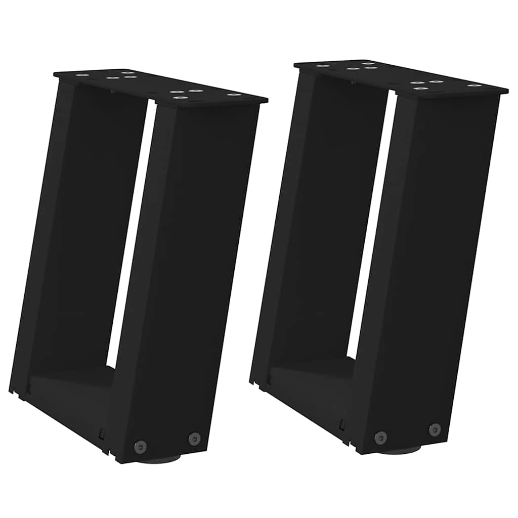 Coffee table legs, 2 pcs, black, 30x(30-31) cm, steel, U-shaped