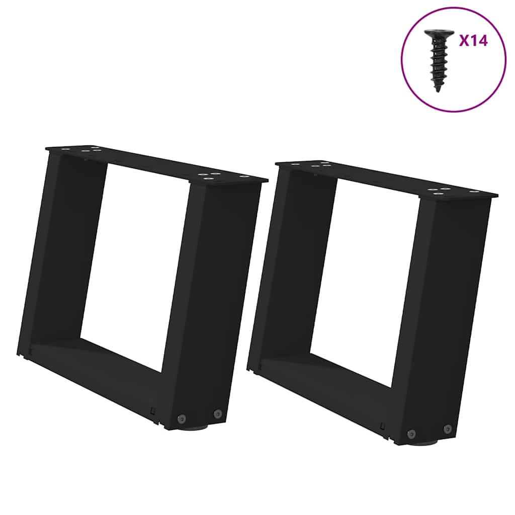 Kavos staliuko kojelės, 2 vnt., juodos, 40x(30-31) cm, plienas, U formos