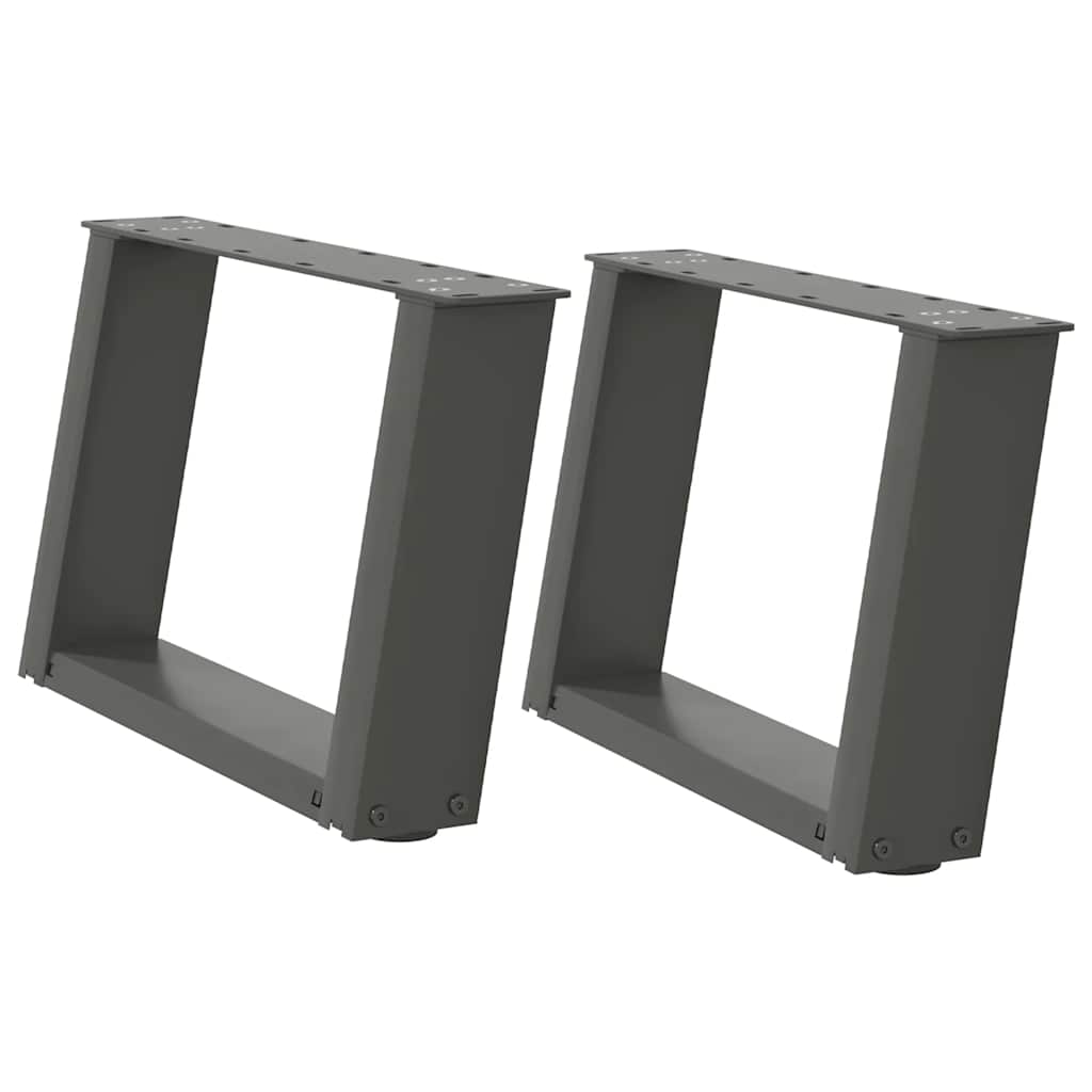 Kavos staliuko kojelės, 2 vnt., antracito spalvos, 40x(30-31) cm, plienas, U formos