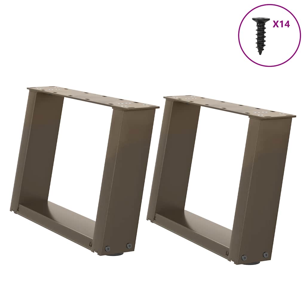 Kavos staliuko kojelės, U formos, 2 vnt., natūralus plienas, 40x(30-31) cm, plienas