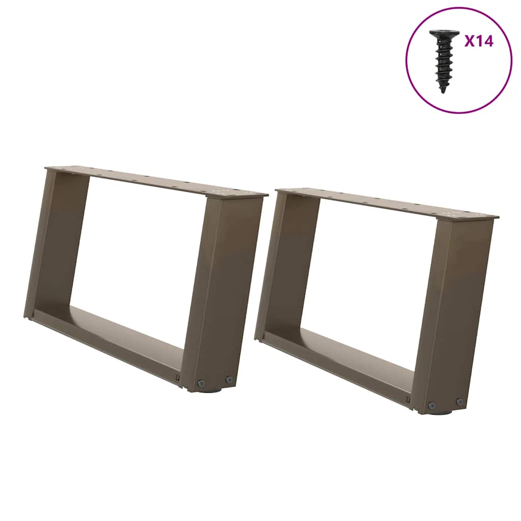 Kafijas galdiņa kājas, U veida, 2 gab., dabīgais tērauds, 70x(30-31) cm, tērauds