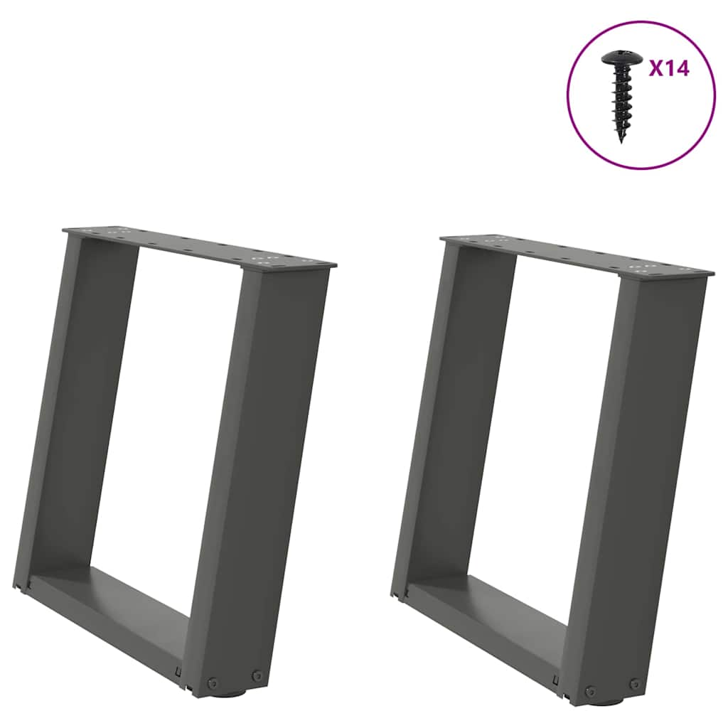 Kavos staliuko kojelės, 2 vnt., antracito spalvos, 50x(42-43) cm, plienas