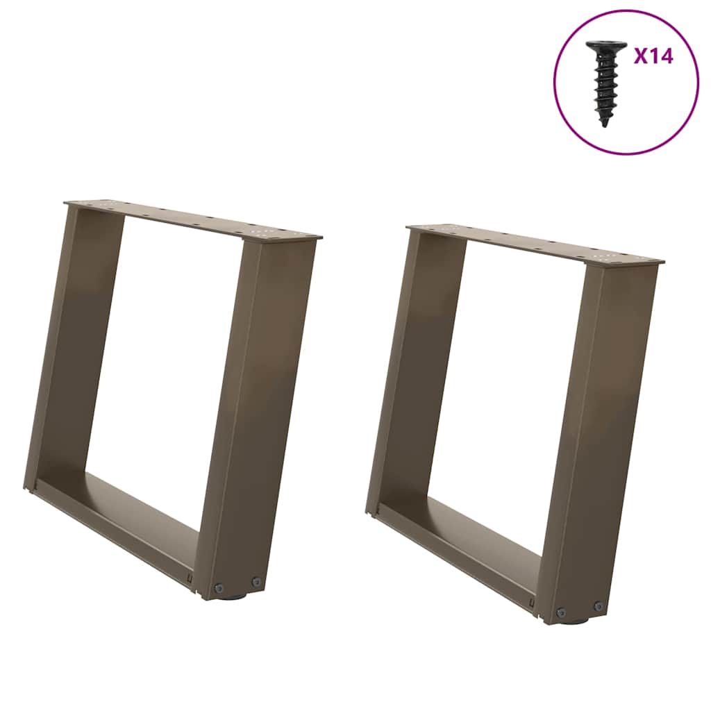Kafijas galdiņa kājas, U veida, 2 gab., dabīgais tērauds, 70x(42-43) cm, tērauds