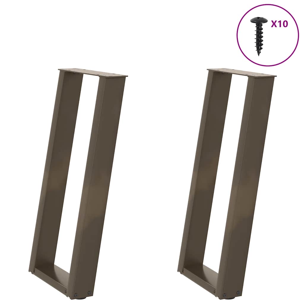 Konsoļu galda kājas, U veida, 2 gab., dabīgā tērauda, 28x(72-73) cm, tērauds