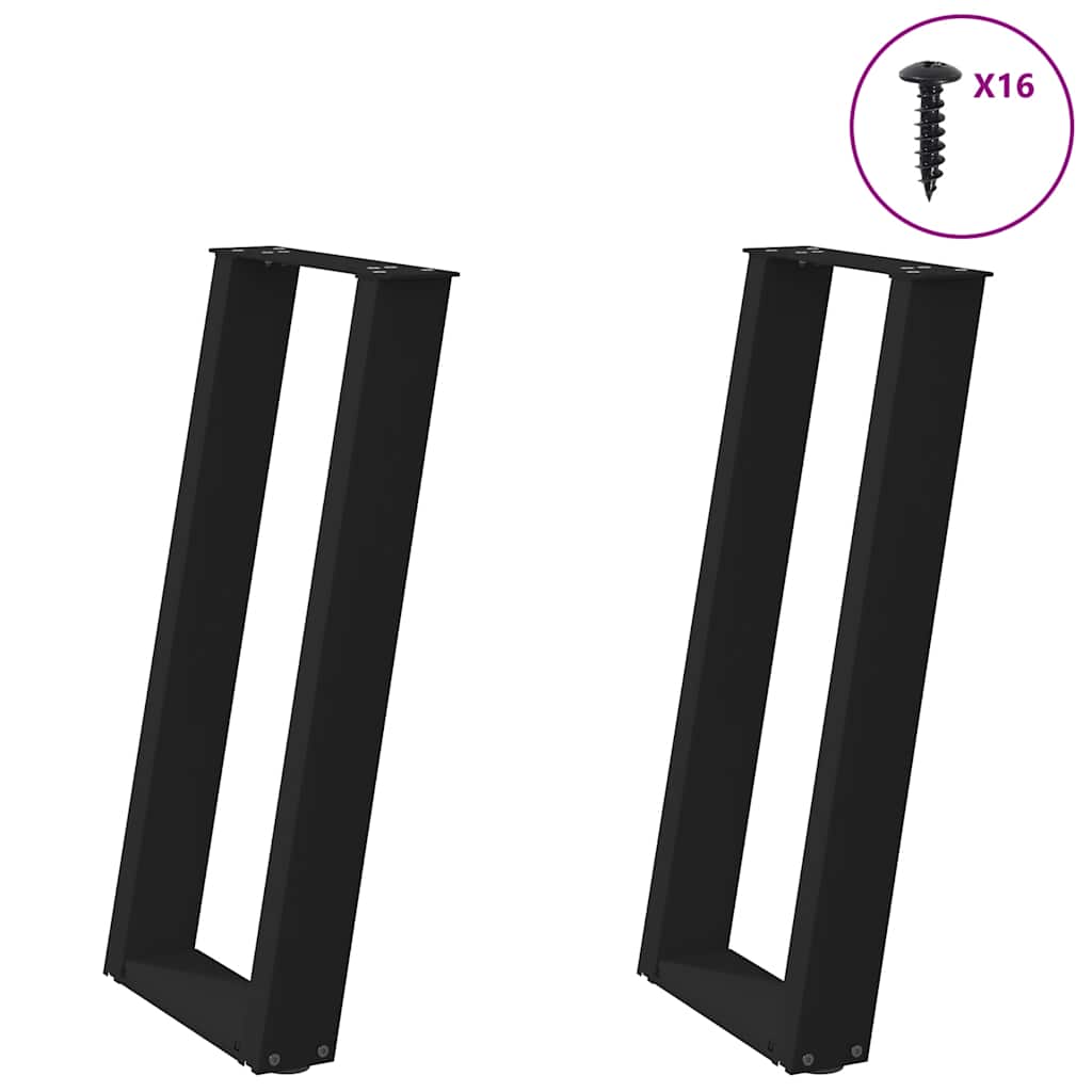 Konsolinio staliuko kojelės, U formos, 2 vnt., juodos, 38x(72-73) cm, plienas