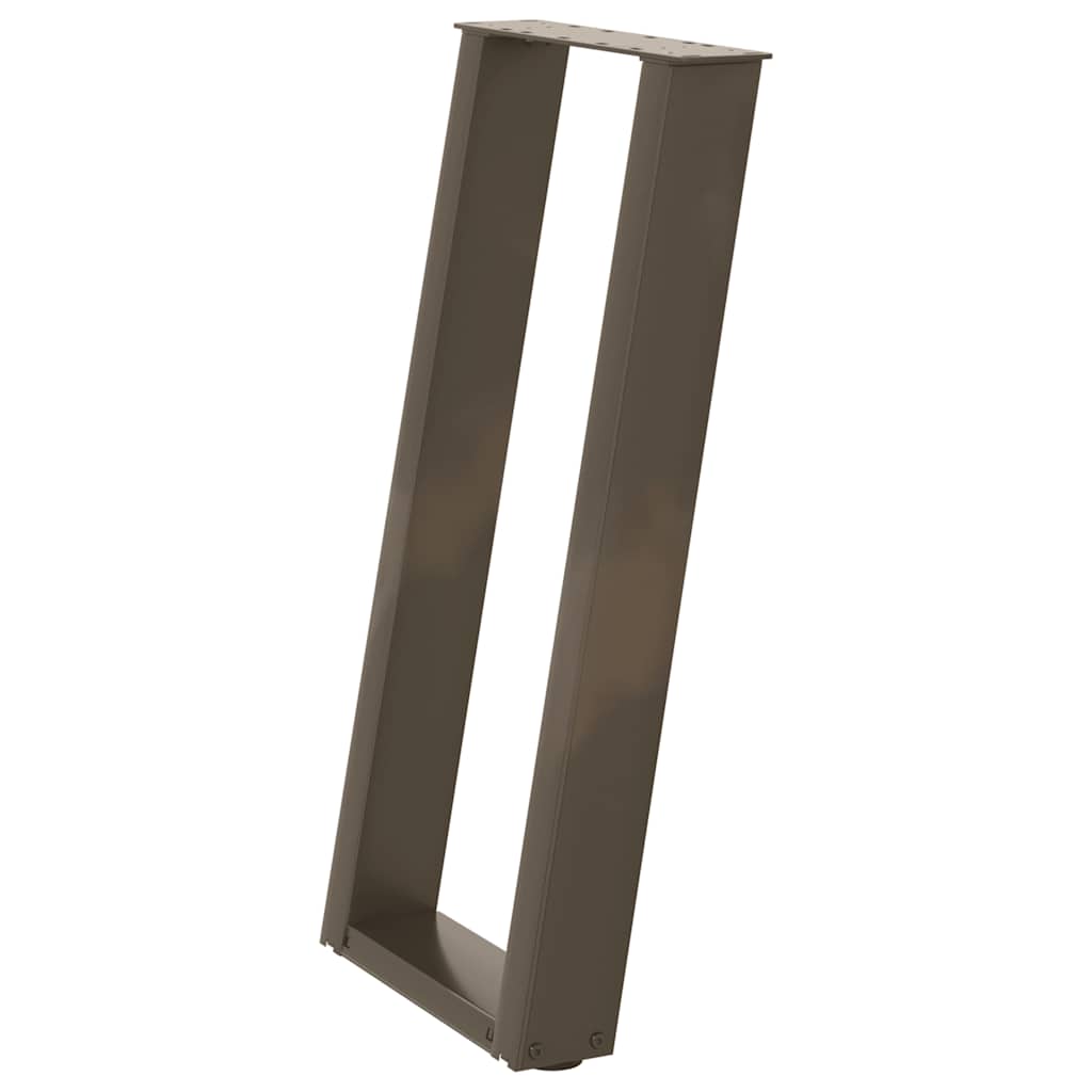 Konsolinio stalo kojelės, U formos, 2 vnt., natūralus plienas, 38x(72-73) cm, plienas