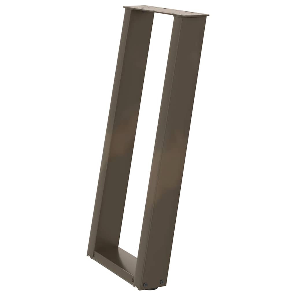 Konsolinio stalo kojelės, U formos, 2 vnt., natūralus plienas, 38x(72-73) cm, plienas
