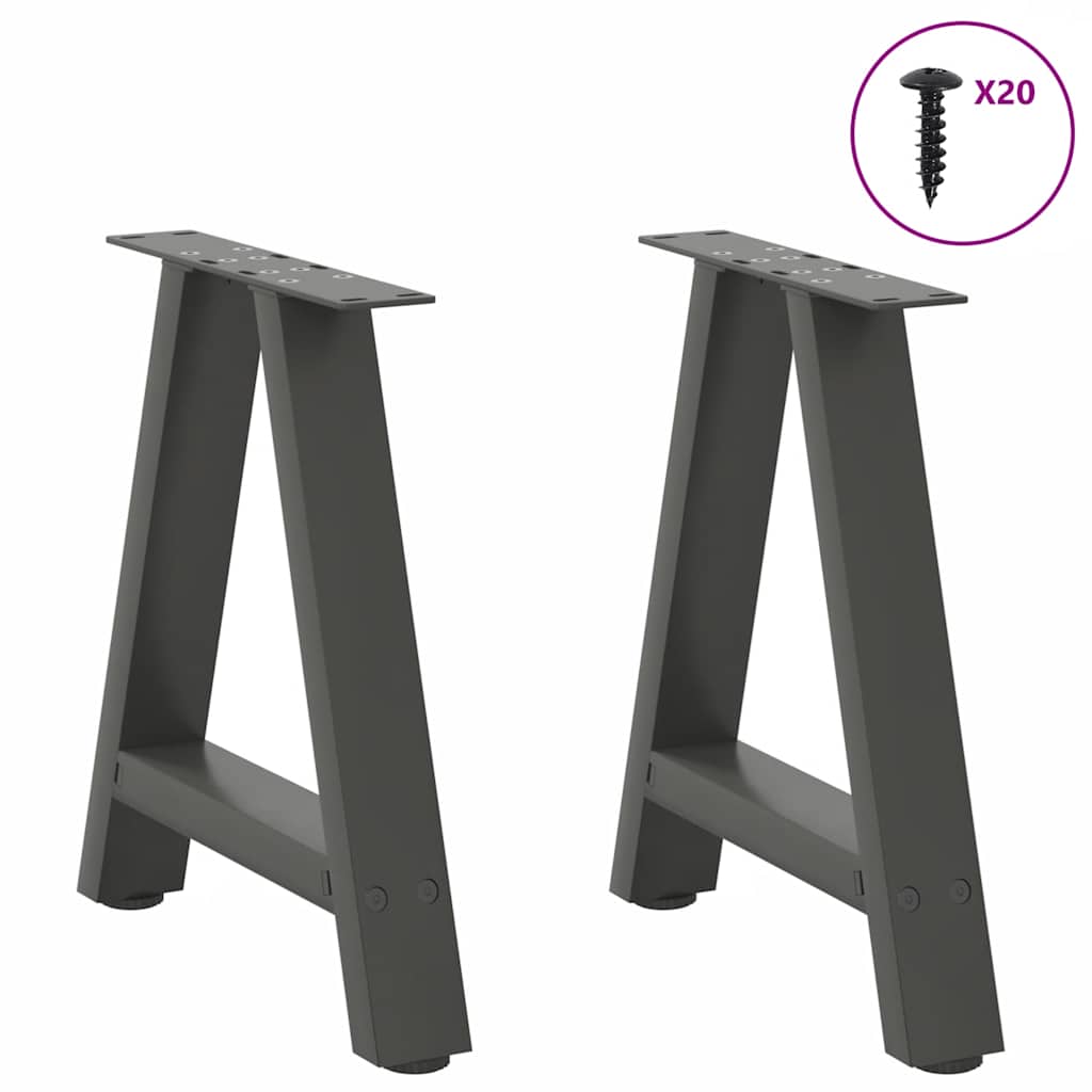 Kavos staliuko kojelės, 2 vnt., antracito spalvos, 50x(42-43) cm, plienas
