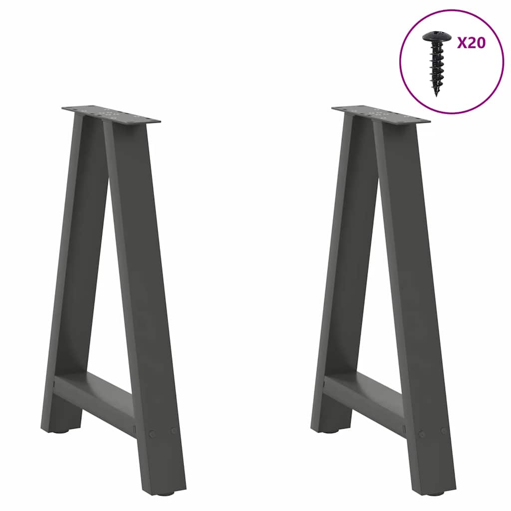 Dining table legs, 2 pcs, anthracite, 50x(72-73) cm, steel, A-shaped