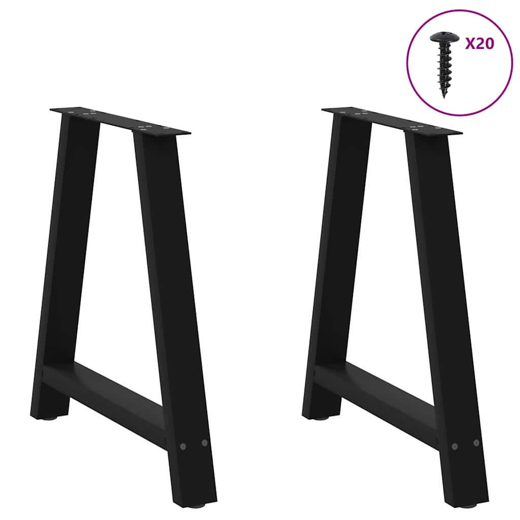 Valgomojo stalo kojelės, A formos, 2 vnt., juodos, 70x(72-73) cm, plienas