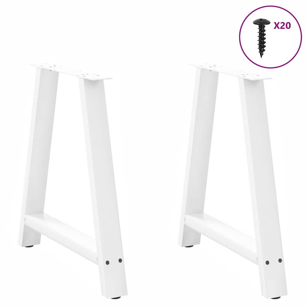 Valgomojo stalo kojelės, 2 vnt., baltos, 70x(72-73) cm, plienas, A formos