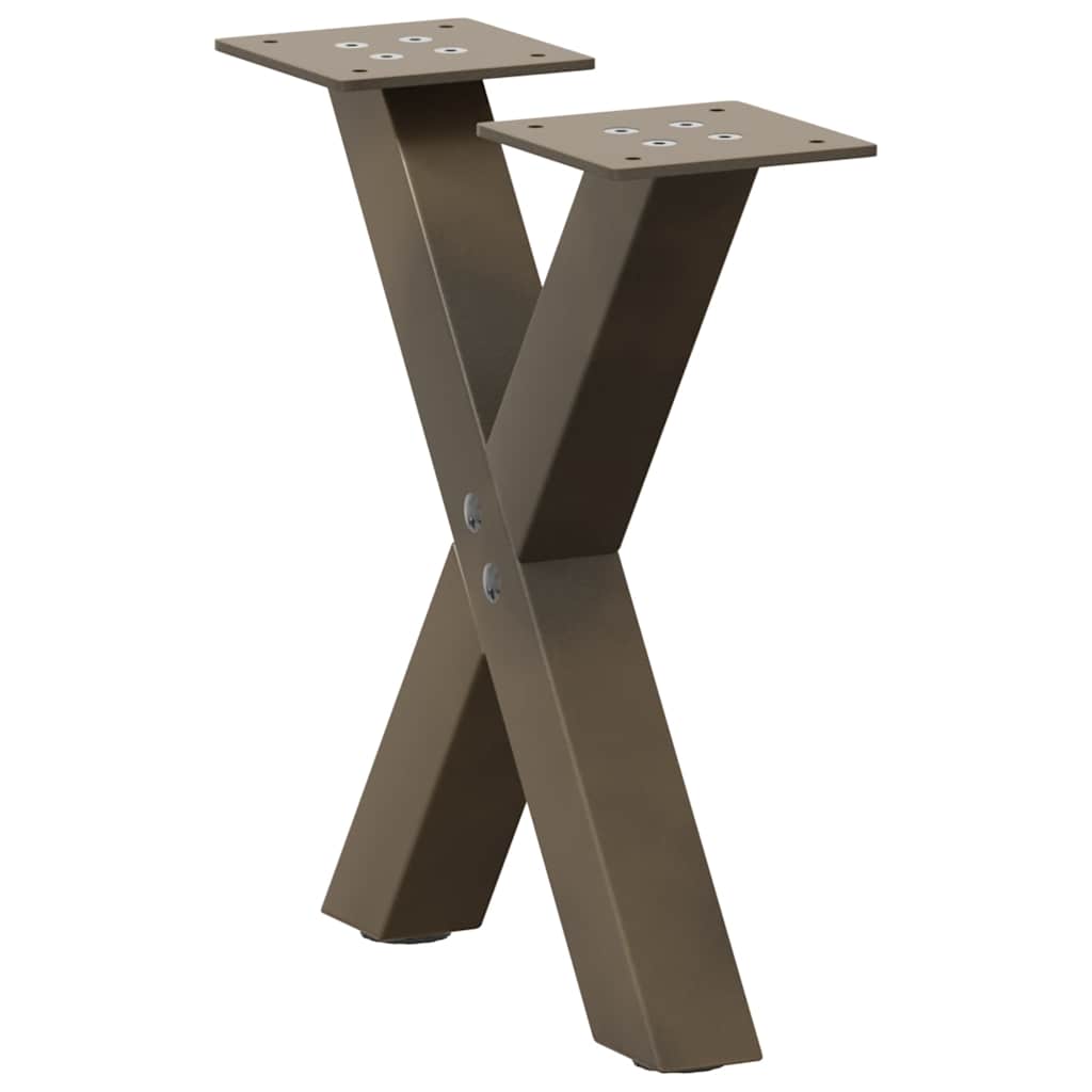 Kavos staliuko kojelės, X formos, 2 vnt., natūralus plienas, 30x(30-31) cm, plienas