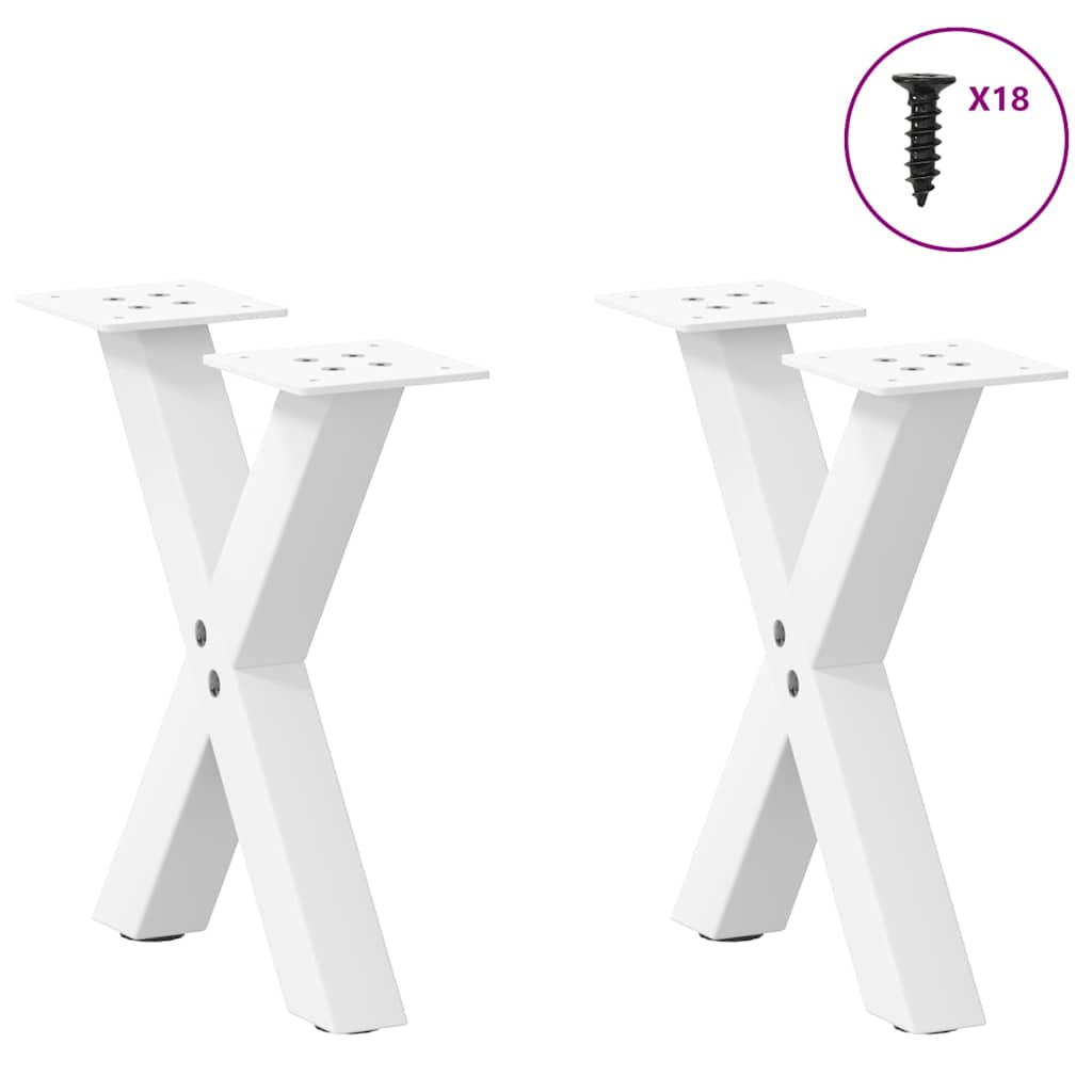Coffee Table Legs, X-shaped, 2 pcs., White, 37x(30-31) cm, Steel