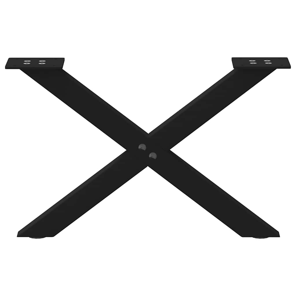 Kavos staliuko kojelės, X formos, 2 vnt., juodos, 50x(30-31) cm, plienas