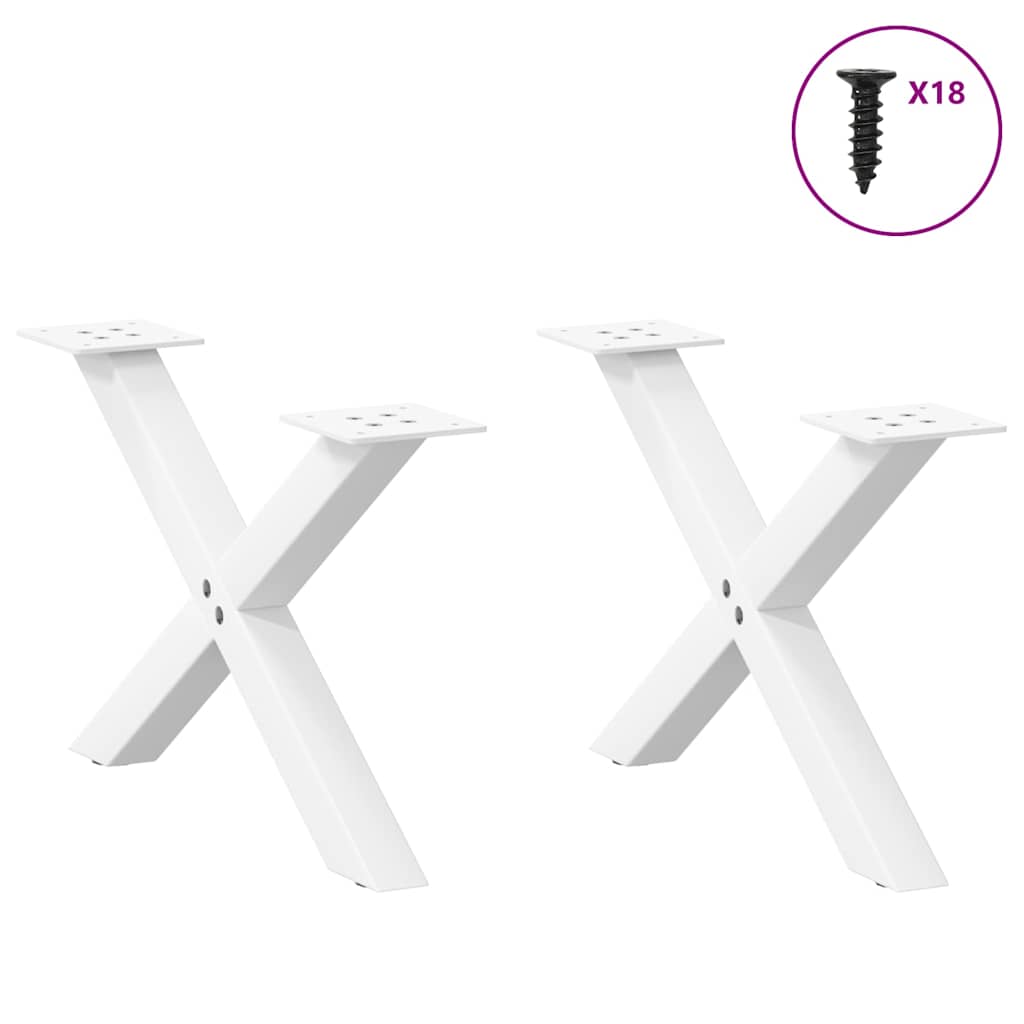Coffee table legs, 2 pcs., white, 60x(30-31) cm, steel, X-shaped