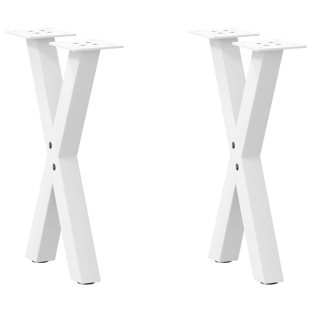 Kavos staliuko kojelės, X formos, 2 vnt., baltos, 28x(42-43) cm, plienas