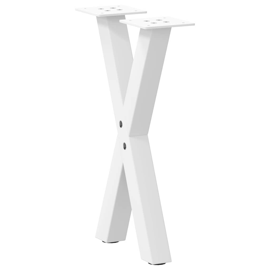 Kavos staliuko kojelės, X formos, 2 vnt., baltos, 28x(42-43) cm, plienas