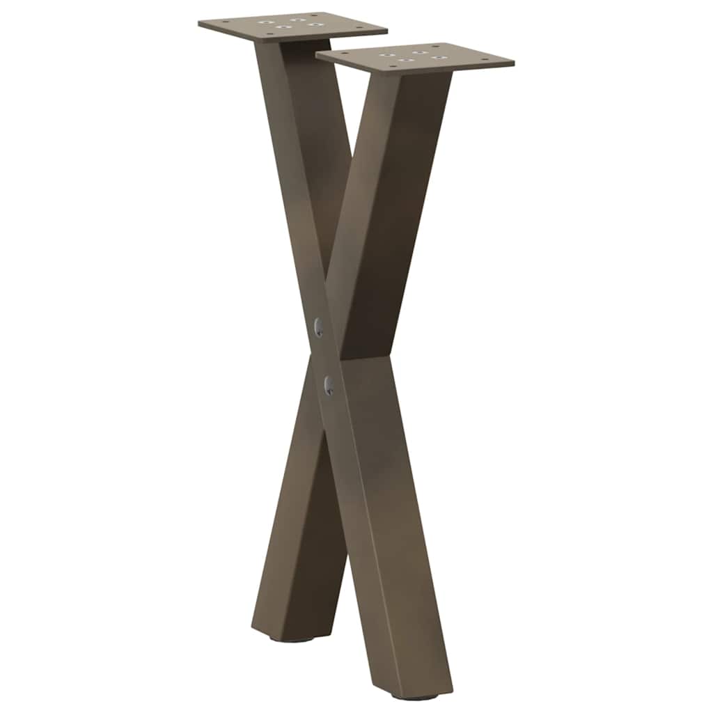 Kavos staliuko kojelės, X formos, 2 vnt., natūralus plienas, 28x(42-43) cm, plienas